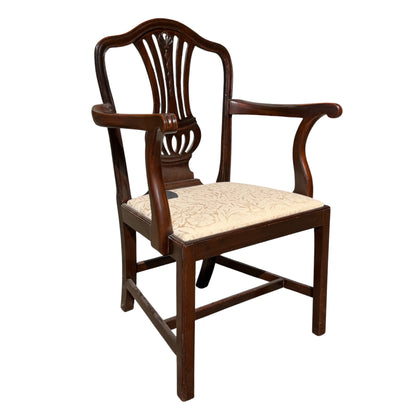 Antique Georgian Style Mahogany Carver Chair - Carved Shield Back Armchair 93cm