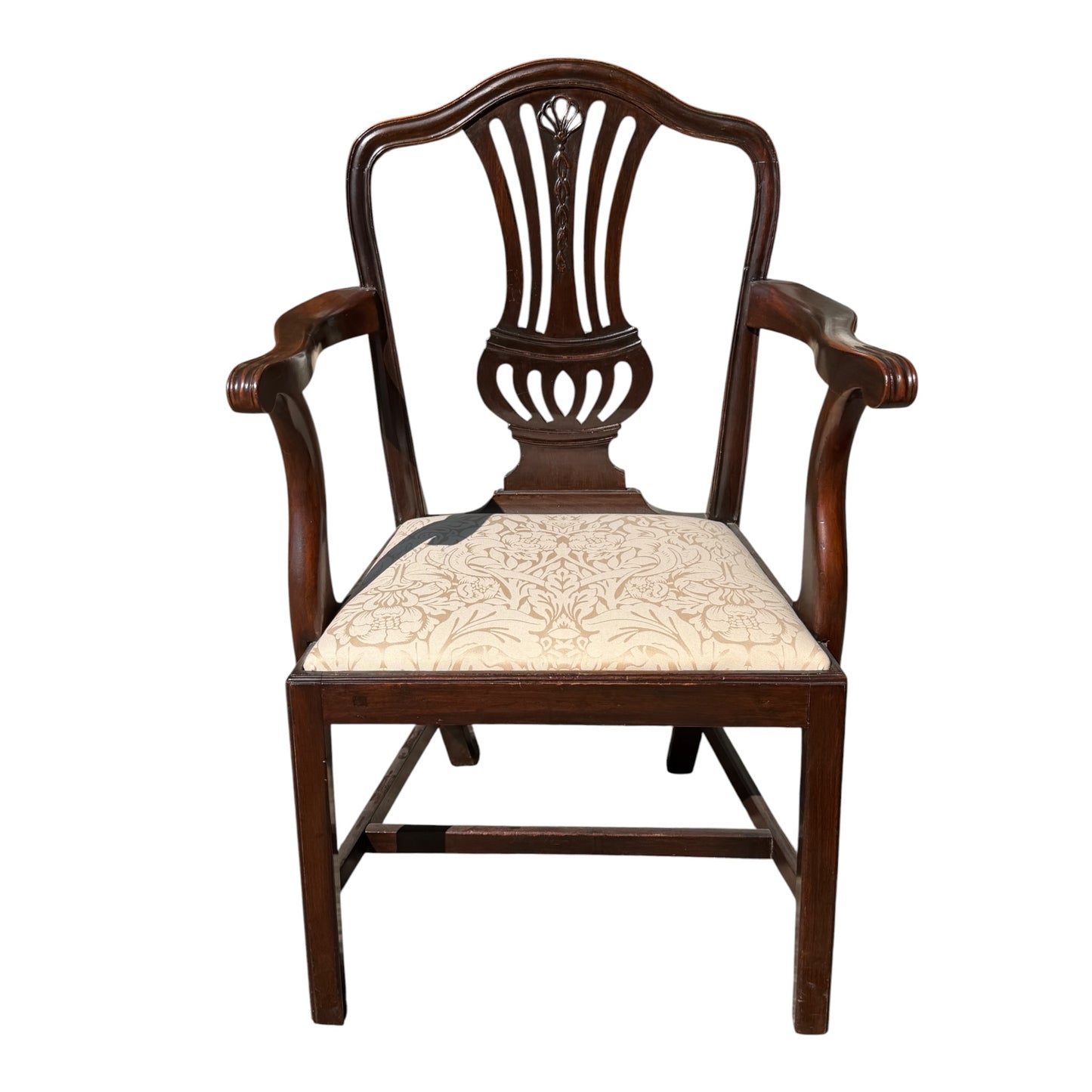 Antique Georgian Style Mahogany Carver Chair - Carved Shield Back Armchair 93cm