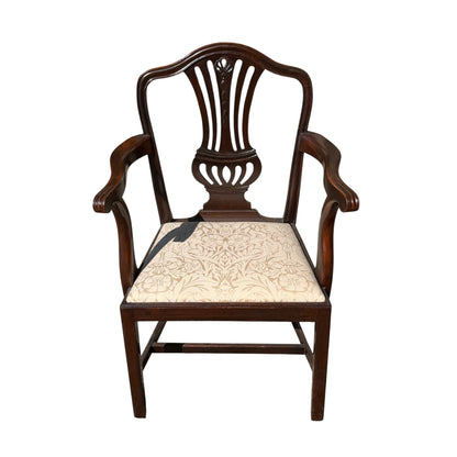 Antique Georgian Style Mahogany Carver Chair - Carved Shield Back Armchair 93cm
