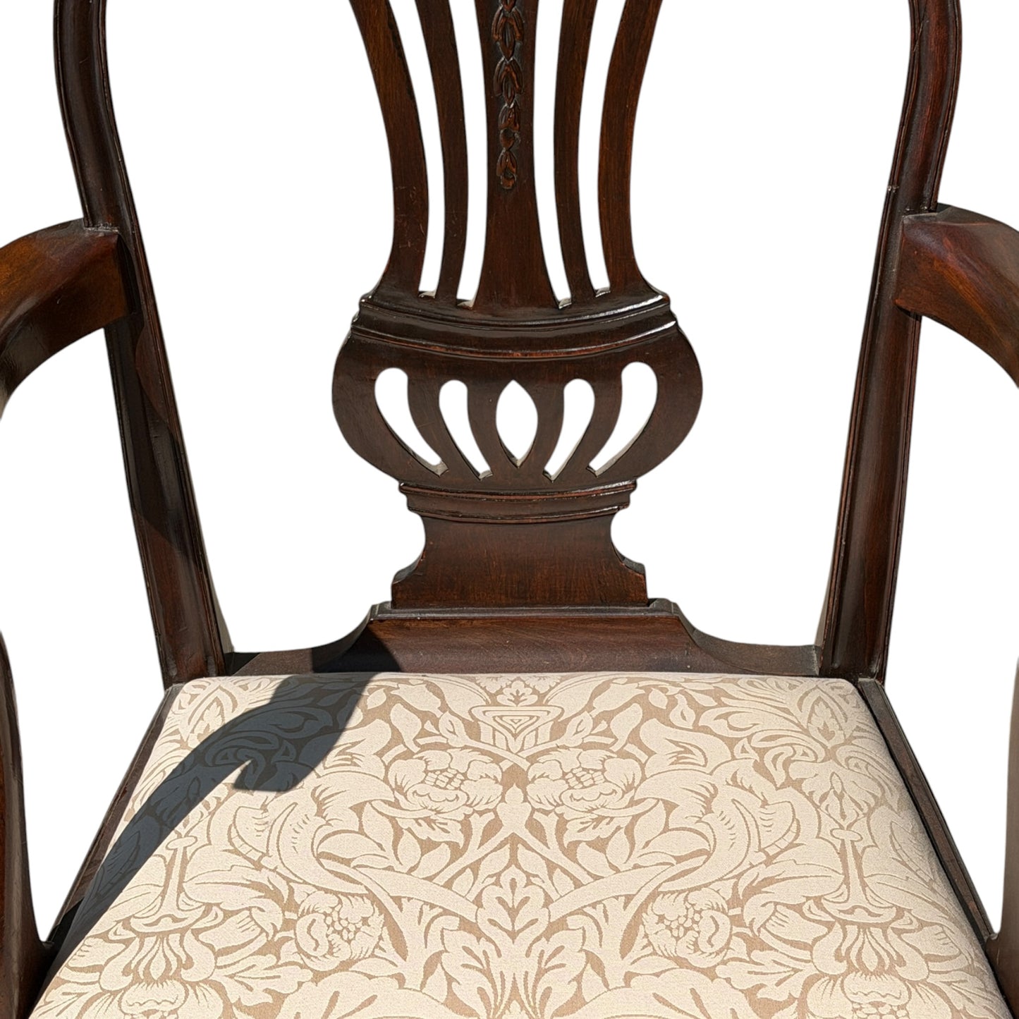 Antique Georgian Style Mahogany Carver Chair - Carved Shield Back Armchair 93cm