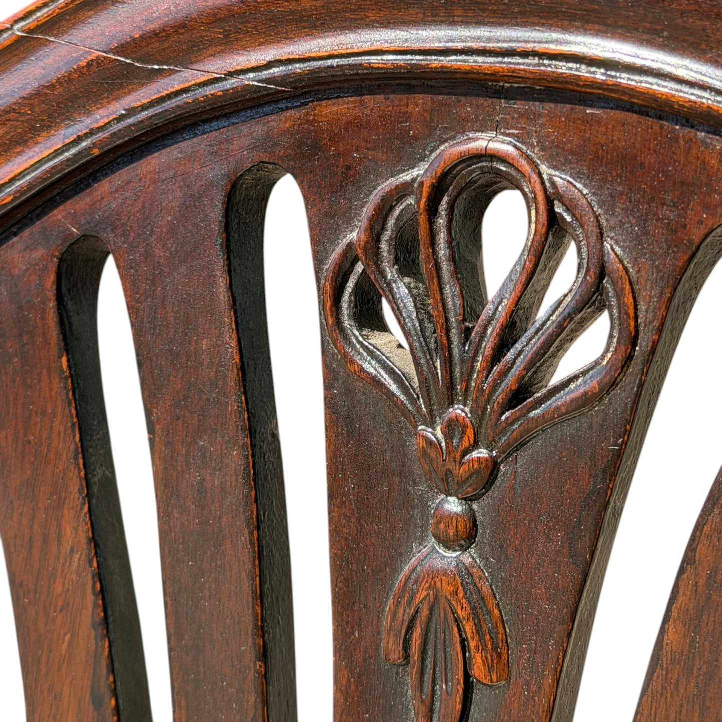 Antique Georgian Style Mahogany Carver Chair - Carved Shield Back Armchair 93cm