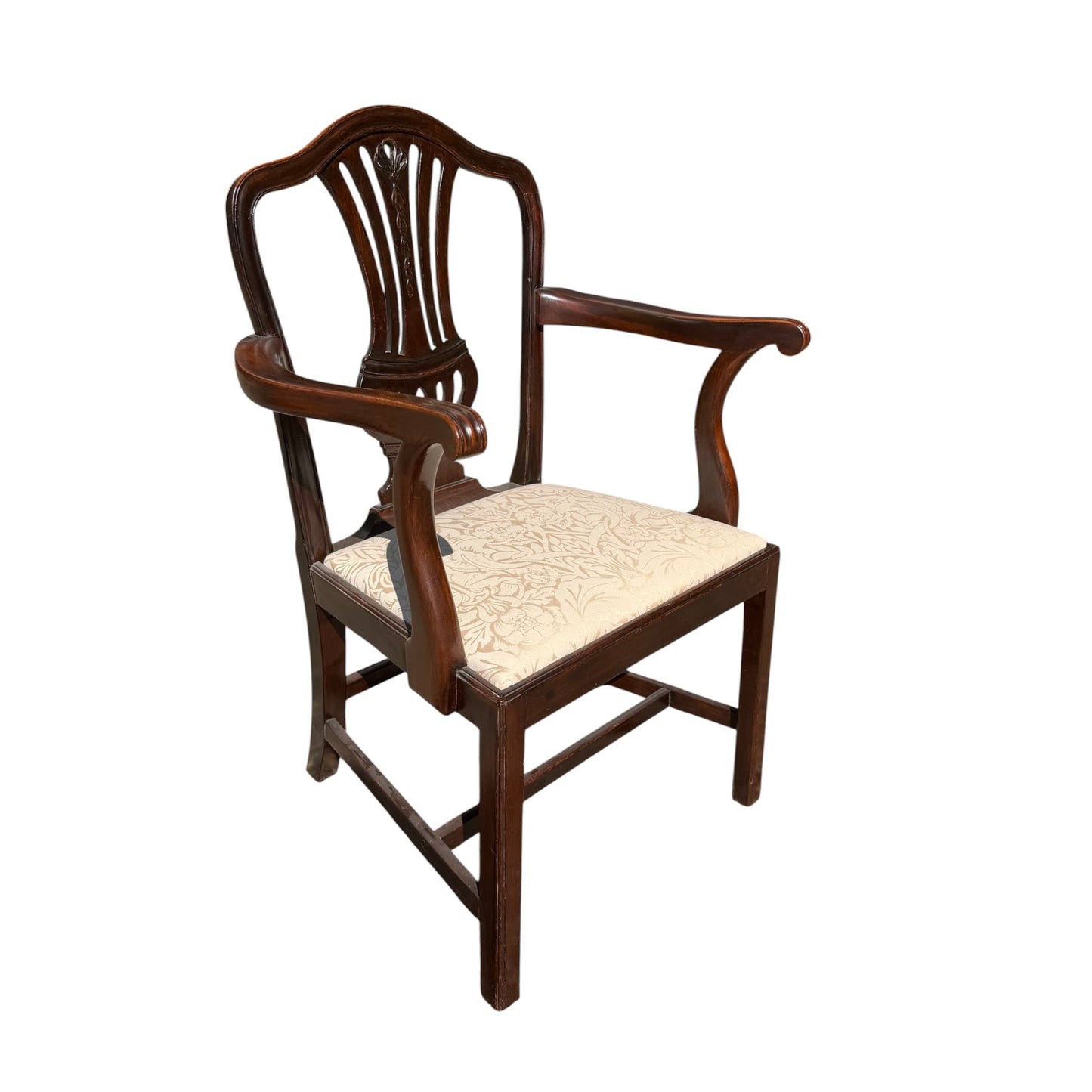 Antique Georgian Style Mahogany Carver Chair - Carved Shield Back Armchair 93cm