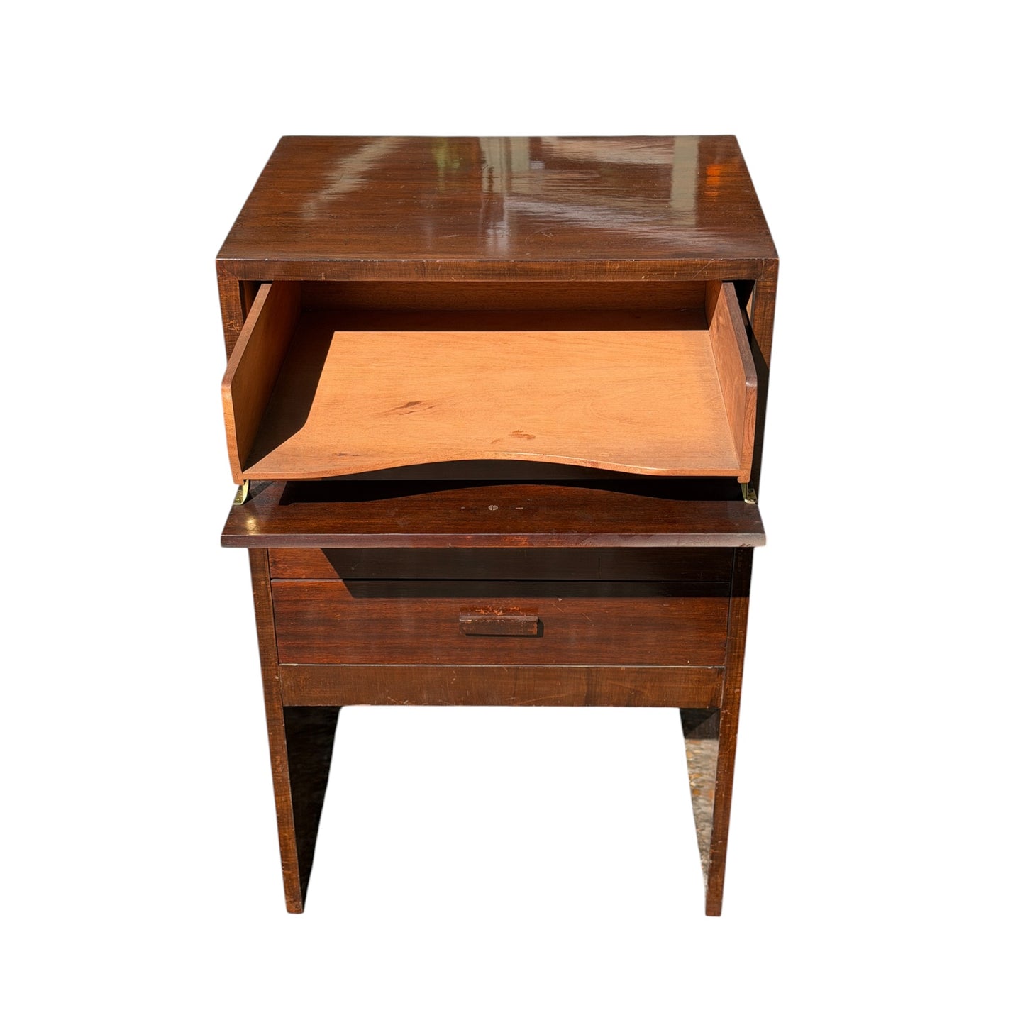 Vintage Mid Century Sheet Music Cabinet - 4 Drawer Drop Front Music Room Stand