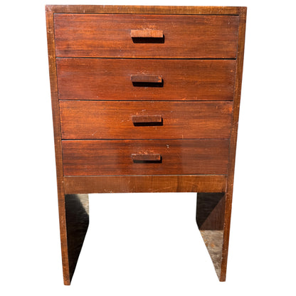 Vintage Mid Century Sheet Music Cabinet - 4 Drawer Drop Front Music Room Stand