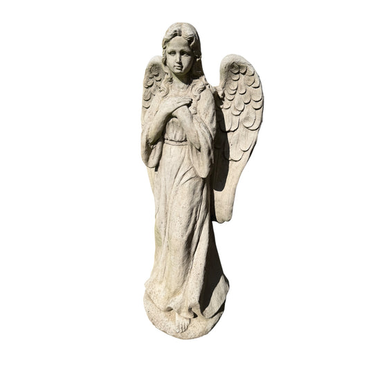 Large Concrete Angel Garden Statue - 80cm Stone Cherub Memorial Ornament Figure