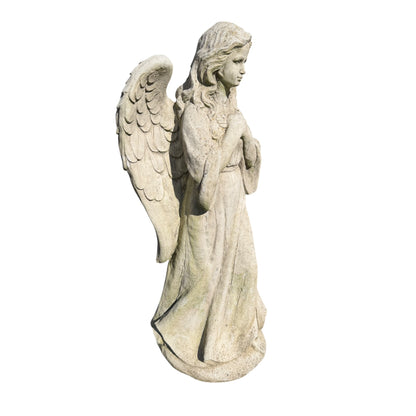 Large Concrete Angel Garden Statue - 80cm Stone Cherub Memorial Ornament Figure
