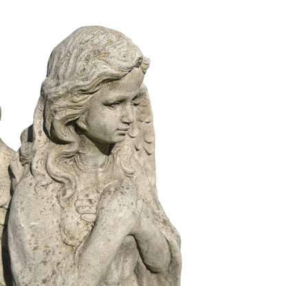 Large Concrete Angel Garden Statue - 80cm Stone Cherub Memorial Ornament Figure