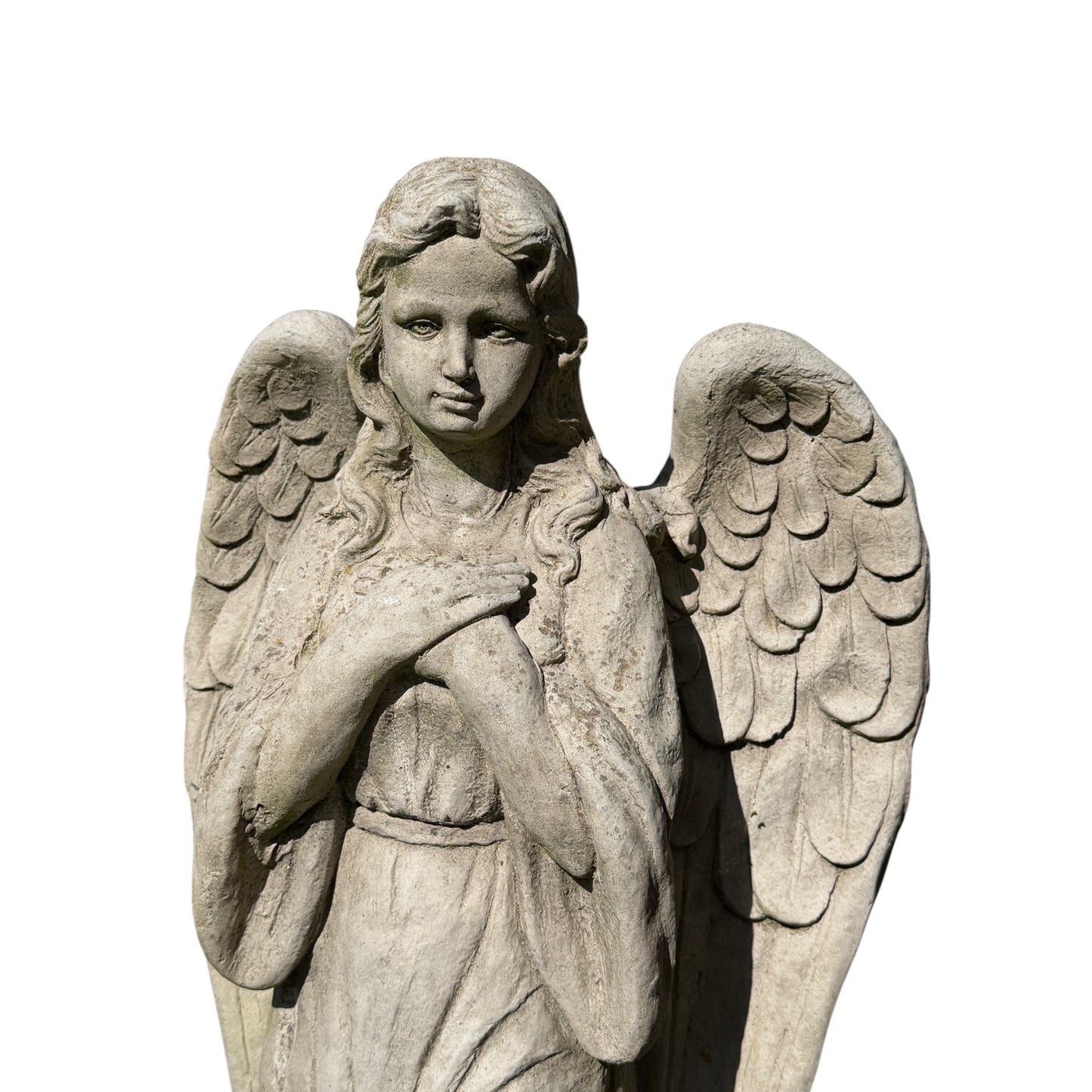 Large Concrete Angel Garden Statue - 80cm Stone Cherub Memorial Ornament Figure