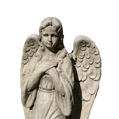 Large Concrete Angel Garden Statue - 80cm Stone Cherub Memorial Ornament Figure