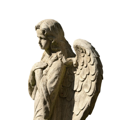 Large Concrete Angel Garden Statue - 80cm Stone Cherub Memorial Ornament Figure