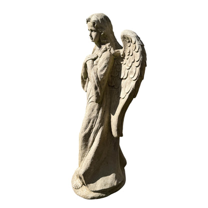 Large Concrete Angel Garden Statue - 80cm Stone Cherub Memorial Ornament Figure