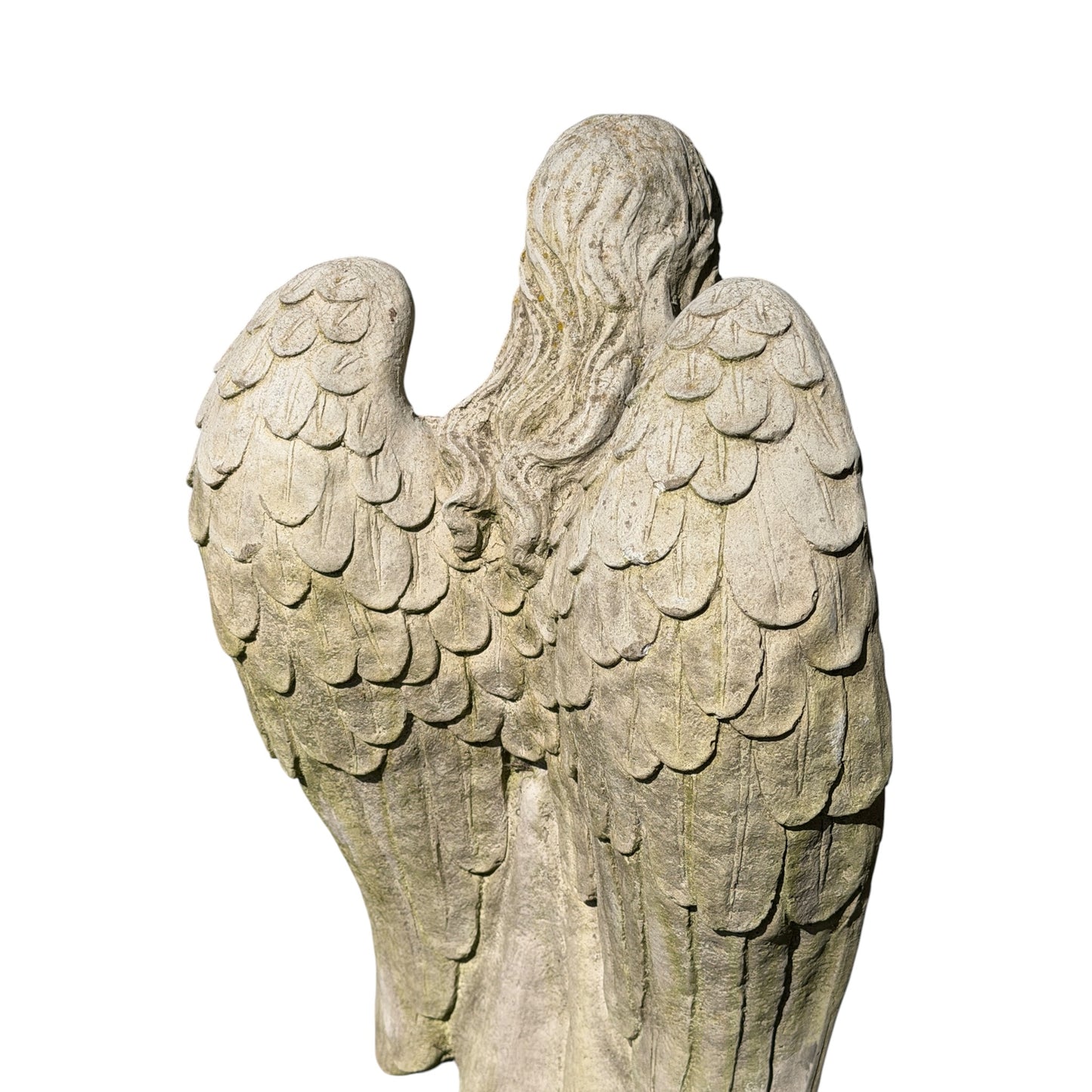 Large Concrete Angel Garden Statue - 80cm Stone Cherub Memorial Ornament Figure