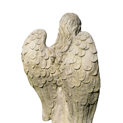 Large Concrete Angel Garden Statue - 80cm Stone Cherub Memorial Ornament Figure