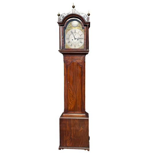 Antique Georgian Scottish 8-Day Longcase Clock by James Forrest Edinburgh – Flame Mahogany Veneer Grandfather Clock