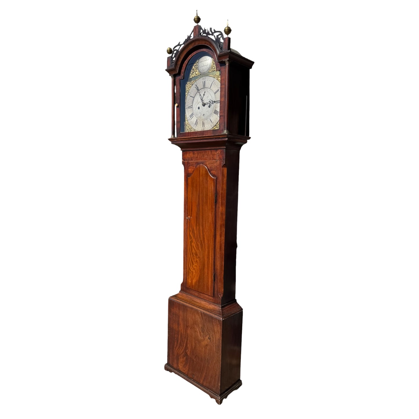 Antique Georgian Scottish 8-Day Longcase Clock by James Forrest Edinburgh – Flame Mahogany Veneer Grandfather Clock