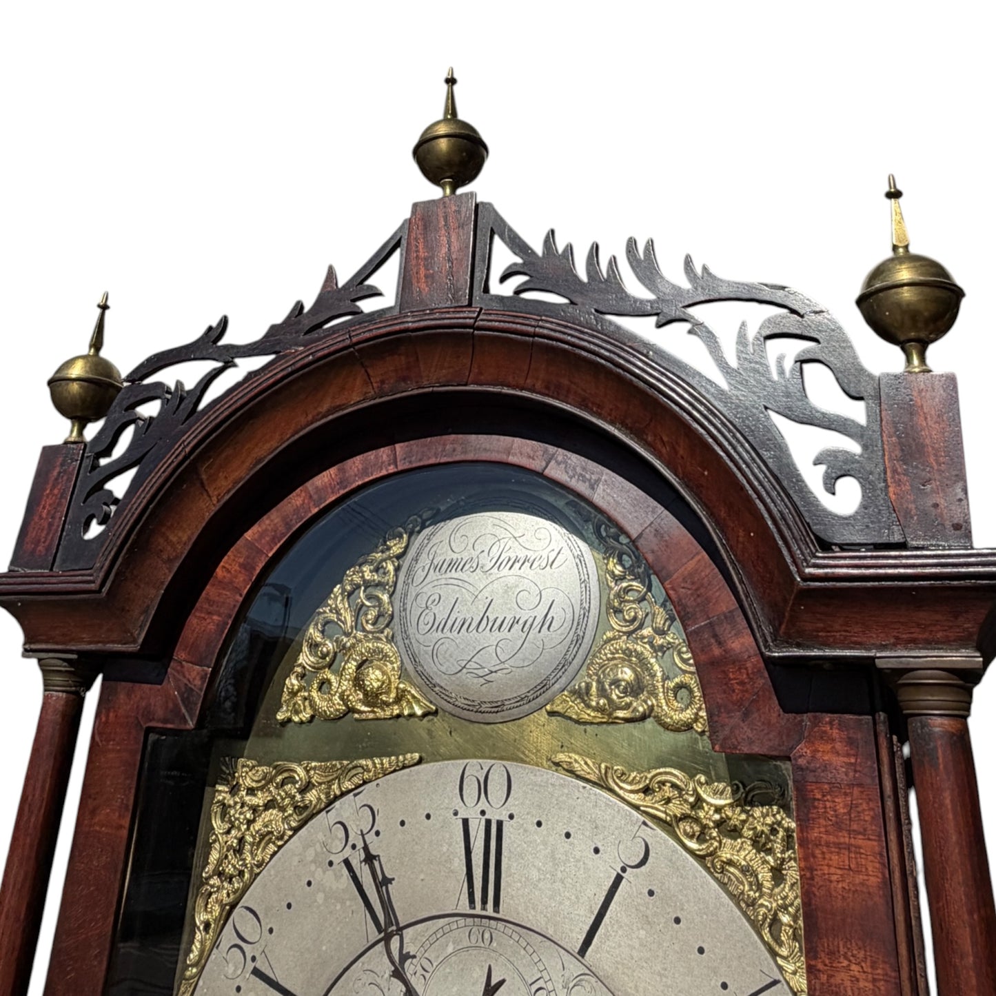 Antique Georgian Scottish 8-Day Longcase Clock by James Forrest Edinburgh – Flame Mahogany Veneer Grandfather Clock