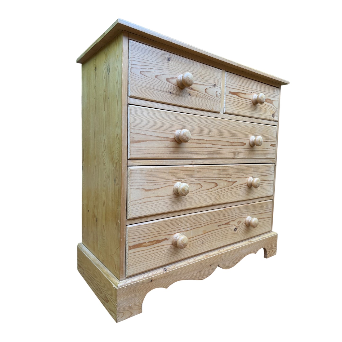 Solid Pine Chest of Drawers - 2 over 3 Bedroom Tallboy Dresser Storage