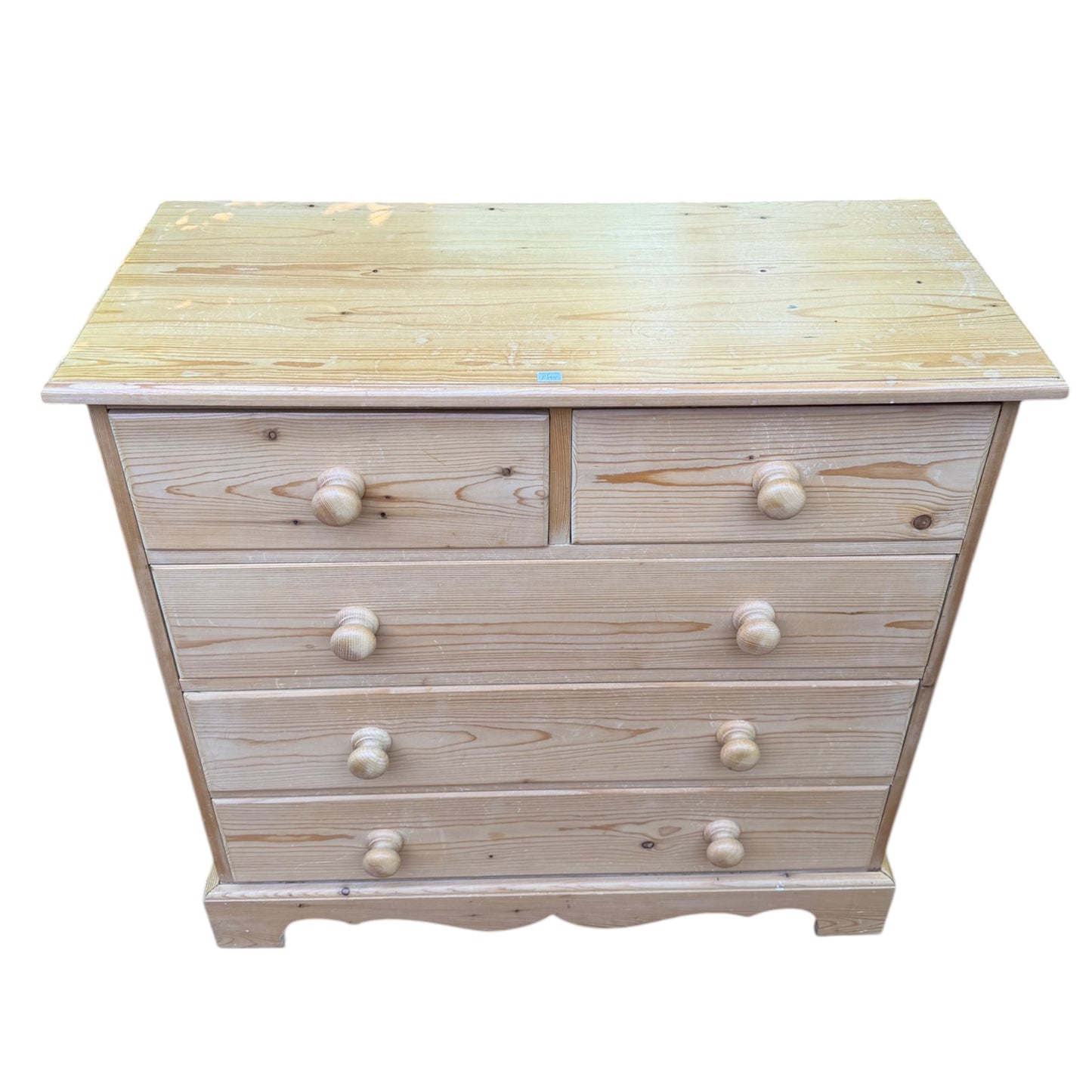 Solid Pine Chest of Drawers - 2 over 3 Bedroom Tallboy Dresser Storage