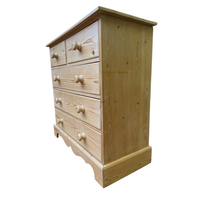 Solid Pine Chest of Drawers - 2 over 3 Bedroom Tallboy Dresser Storage