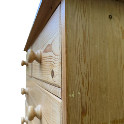Solid Pine Chest of Drawers - 2 over 3 Bedroom Tallboy Dresser Storage
