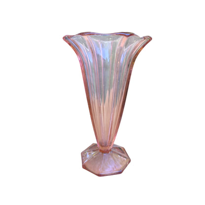 Vintage Art Deco Style Pink Glass Dressing Table Set - Tray Vase & Trinket Pots
