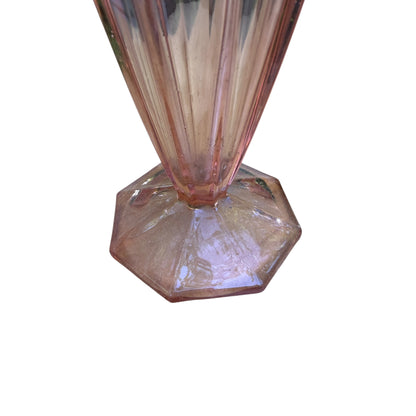 Vintage Art Deco Style Pink Glass Dressing Table Set - Tray Vase & Trinket Pots