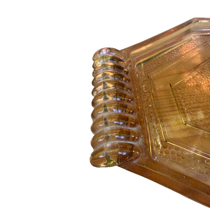 Vintage Art Deco Style Pink Glass Dressing Table Set - Tray Vase & Trinket Pots