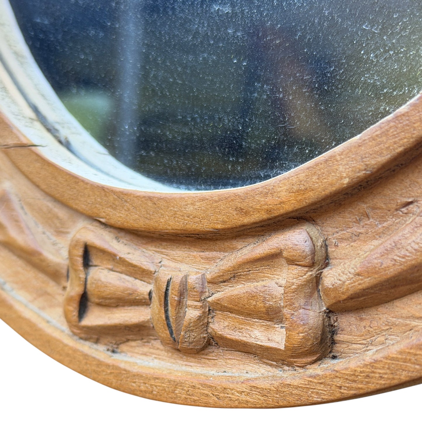 Modern Waxed Pine Oval Dressing Table Mirror - Freestanding Vanity Tilt Mirror