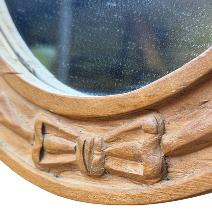 Modern Waxed Pine Oval Dressing Table Mirror - Freestanding Vanity Tilt Mirror