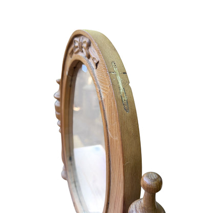 Modern Waxed Pine Oval Dressing Table Mirror - Freestanding Vanity Tilt Mirror