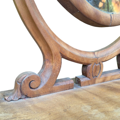 Antique Victorian Oval Dressing Table Mirror - Carved Wood Vanity Project