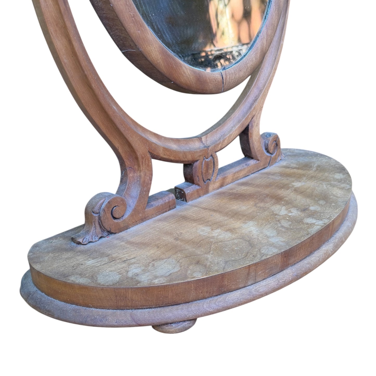 Antique Victorian Oval Dressing Table Mirror - Carved Wood Vanity Project
