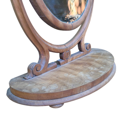 Antique Victorian Oval Dressing Table Mirror - Carved Wood Vanity Project