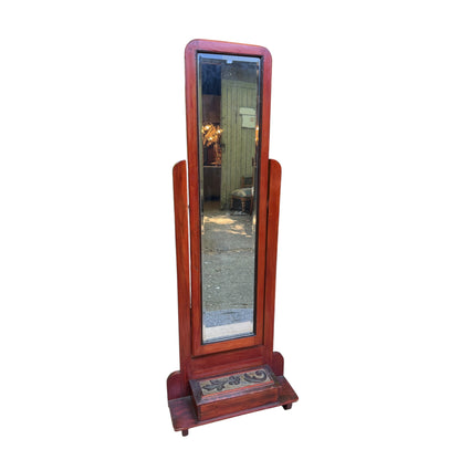 Vintage Full Length Cheval Mirror - Tall Standing Mirror with Jewellery Box