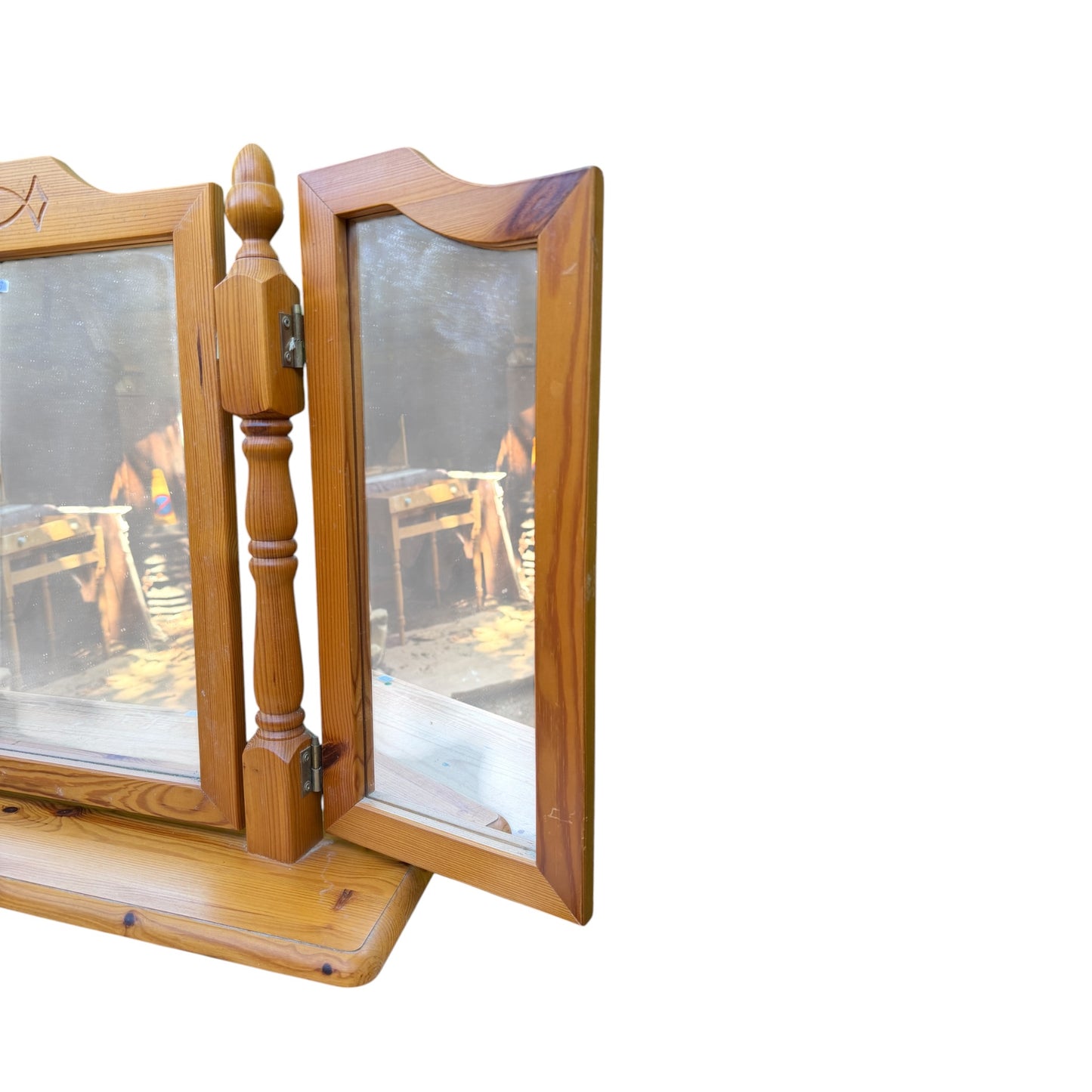 Solid Pine Triple Dressing Table Mirror - Folding Vanity Mirror 3 Way View