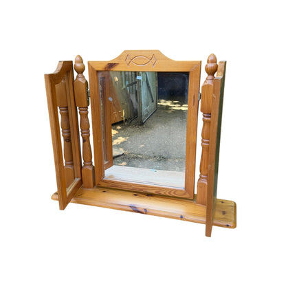 Solid Pine Triple Dressing Table Mirror - Folding Vanity Mirror 3 Way View