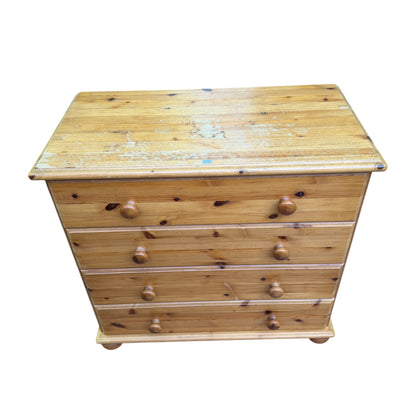 Modern Solid Pine Chest of Drawers - 4 Drawer Bedroom Dresser Upcycle Project