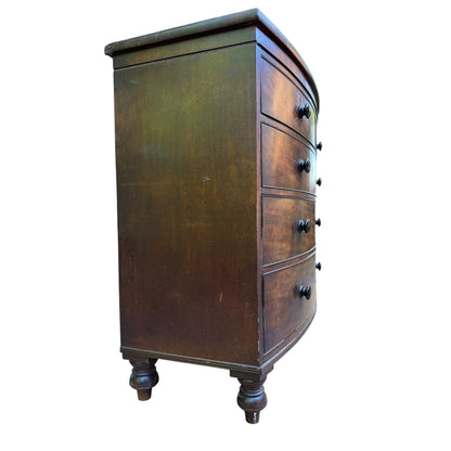 Antique Victorian Mahogany Bow Front Chest of Drawers - Large 2 over 3 Tallboy