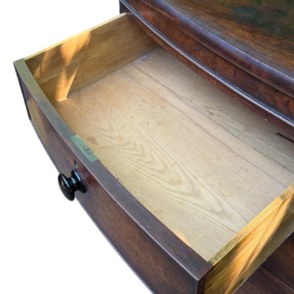 Antique Victorian Mahogany Bow Front Chest of Drawers - Large 2 over 3 Tallboy