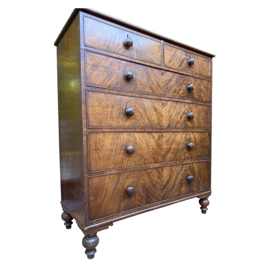 Antique Victorian Mahogany Chest of Drawers - Large 5 Drawer Tallboy