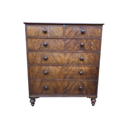 Antique Victorian Mahogany Chest of Drawers - Large 5 Drawer Tallboy