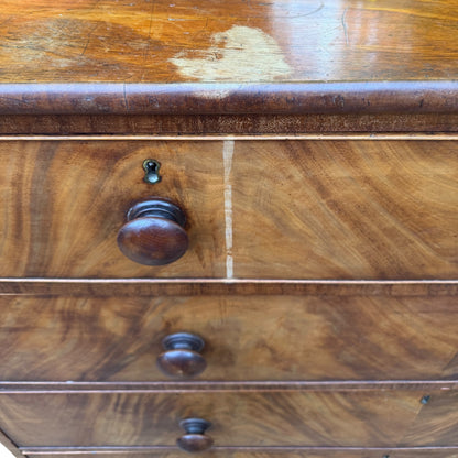 Antique Victorian Mahogany Chest of Drawers - Large 5 Drawer Tallboy