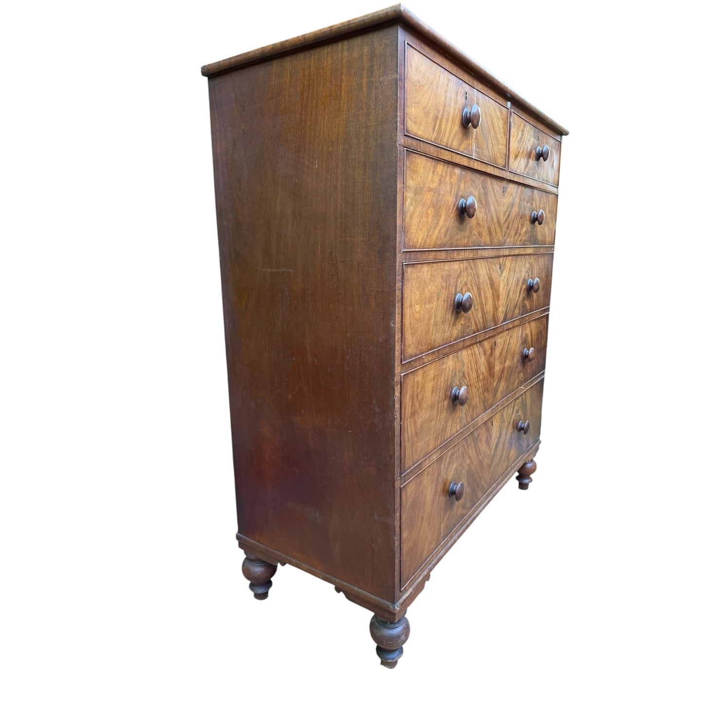 Antique Victorian Mahogany Chest of Drawers - Large 5 Drawer Tallboy