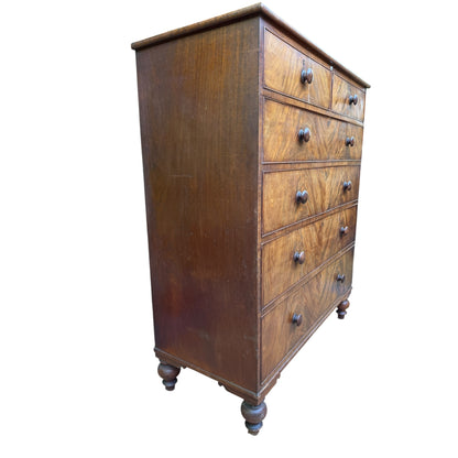 Antique Victorian Mahogany Chest of Drawers - Large 5 Drawer Tallboy