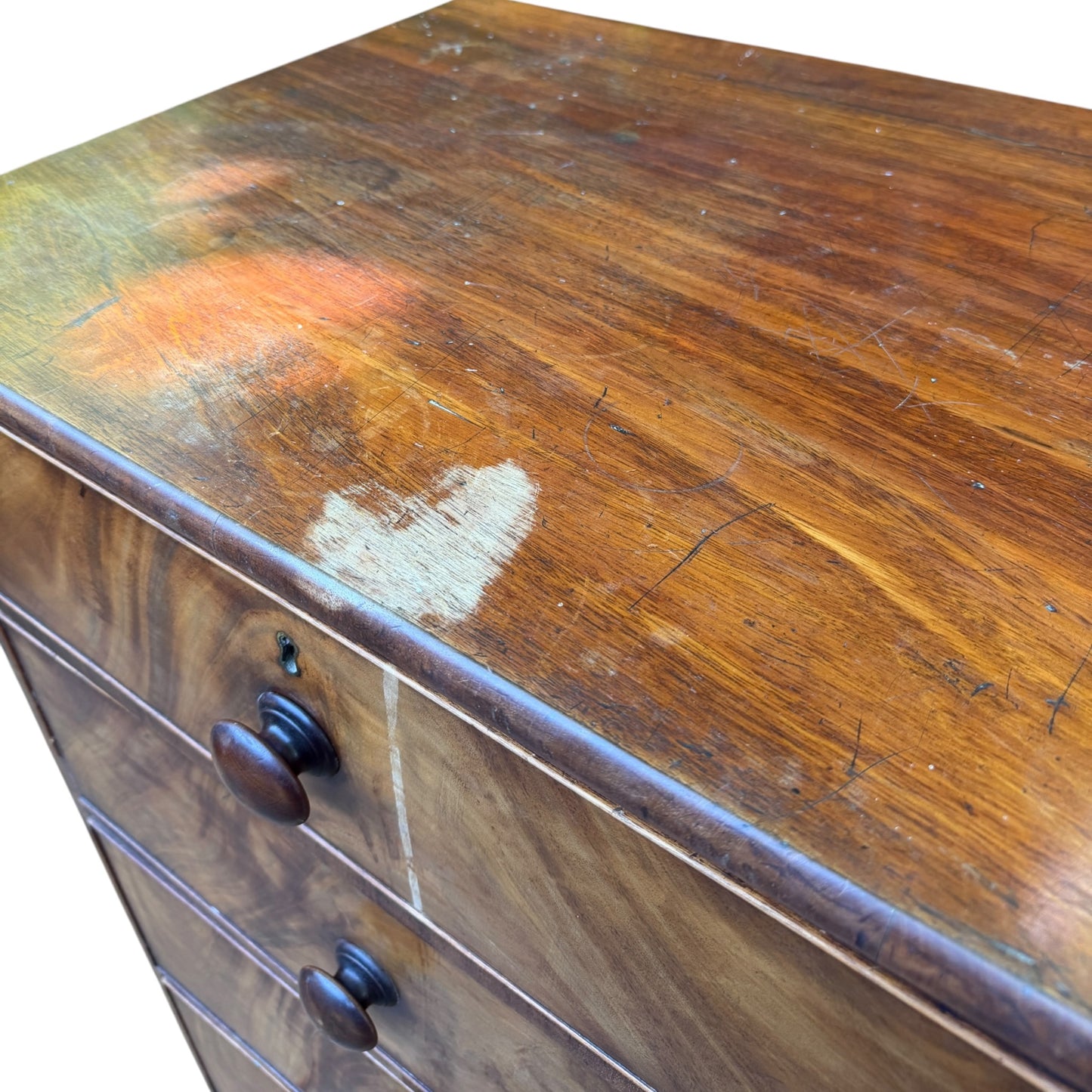 Antique Victorian Mahogany Chest of Drawers - Large 5 Drawer Tallboy