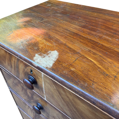 Antique Victorian Mahogany Chest of Drawers - Large 5 Drawer Tallboy