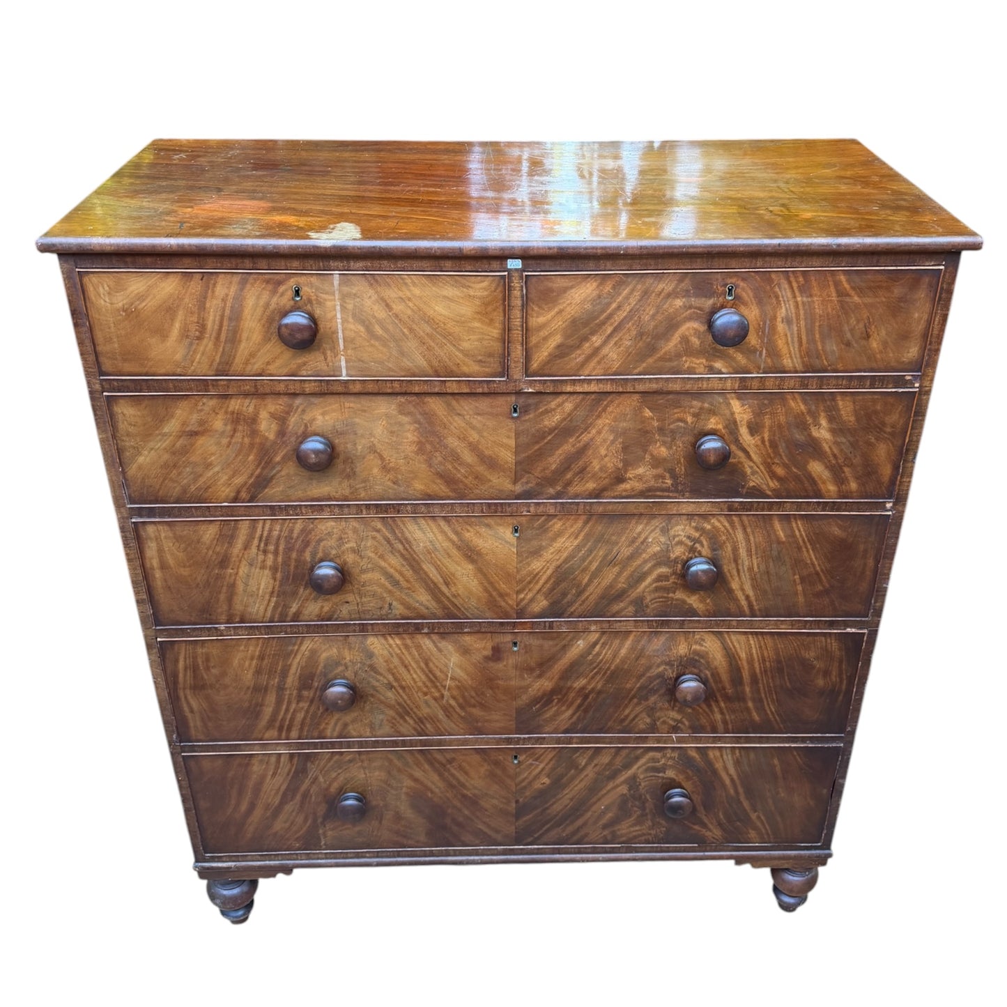 Antique Victorian Mahogany Chest of Drawers - Large 5 Drawer Tallboy