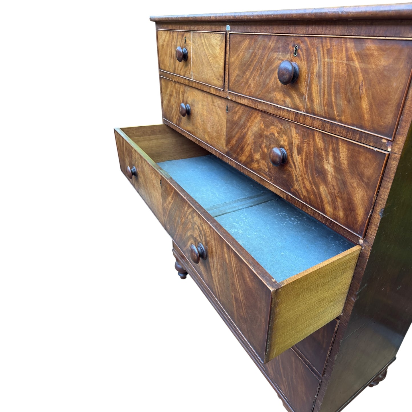 Antique Victorian Mahogany Chest of Drawers - Large 5 Drawer Tallboy