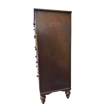 Antique Victorian Mahogany Chest of Drawers - Large 5 Drawer Tallboy