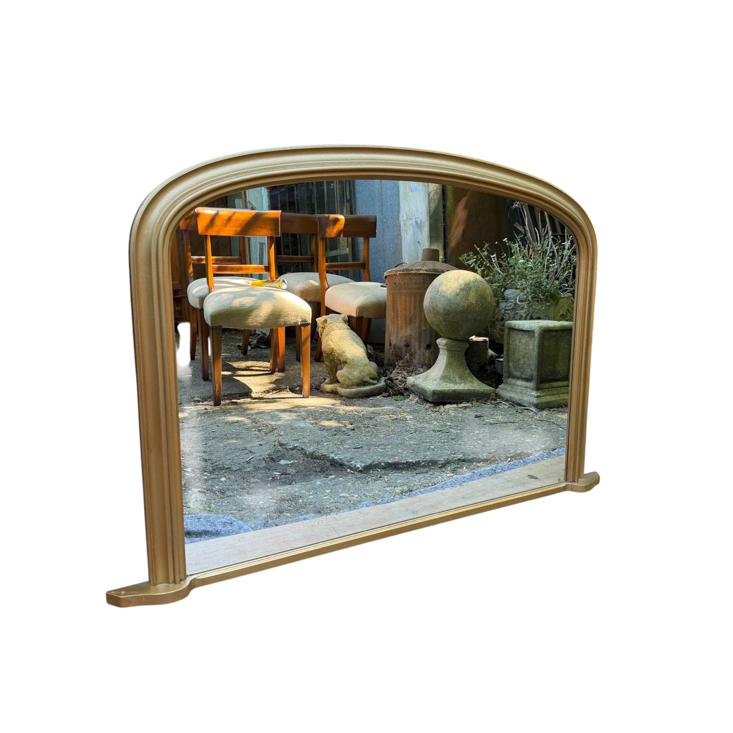 Large Gold Arched Overmantle Mirror - Contemporary Wall Fireplace Mirror